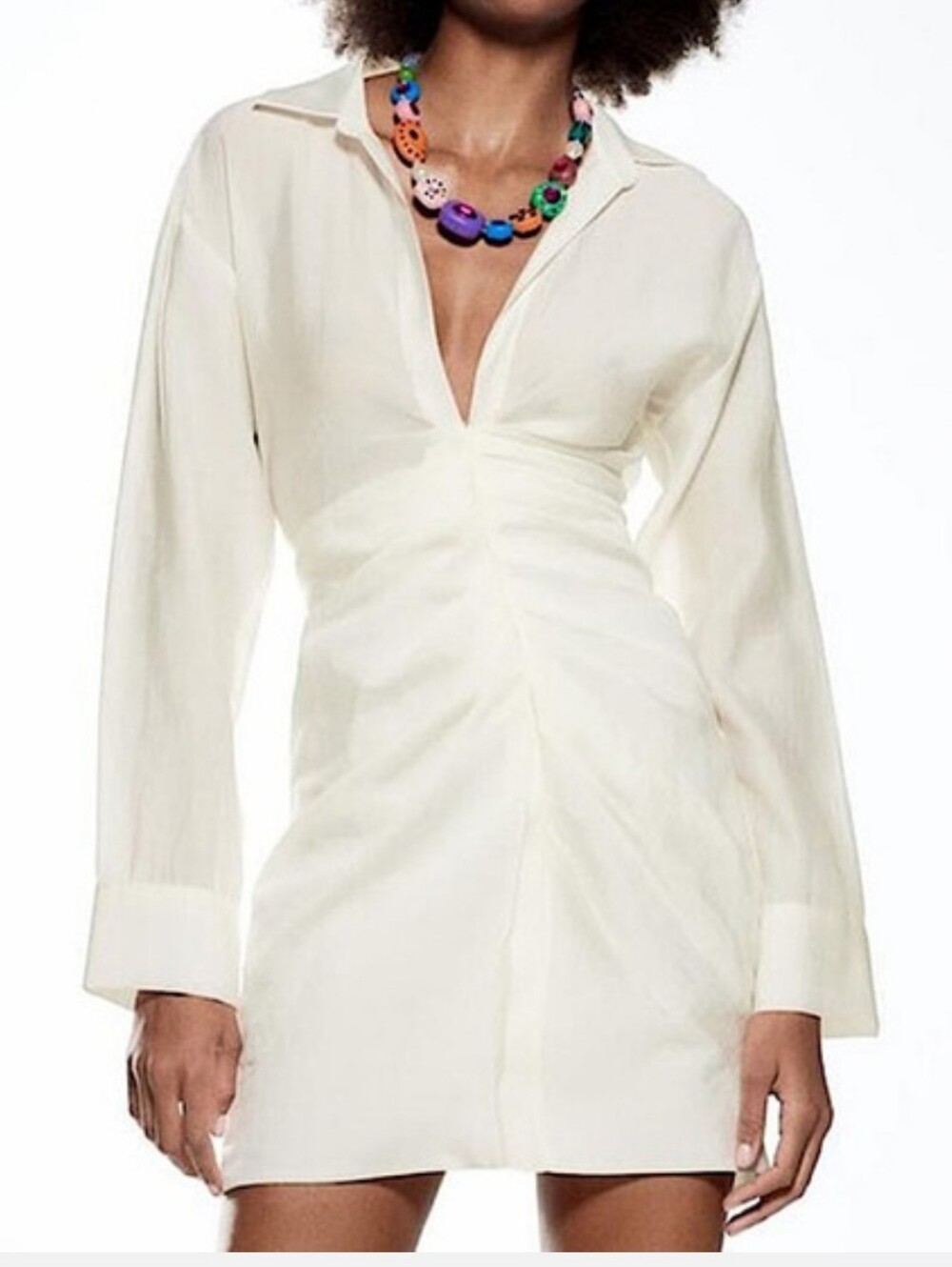 Nwt  Zara Women's Draped Mini Dress Off White Size XS